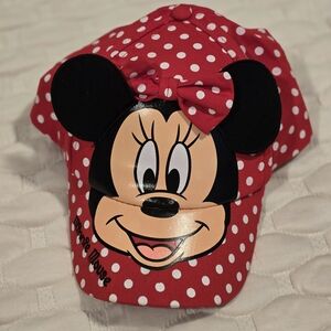Disney's Minnie Mouse Ball Cap Red White Polka Dots Mouse Ears Children's Size